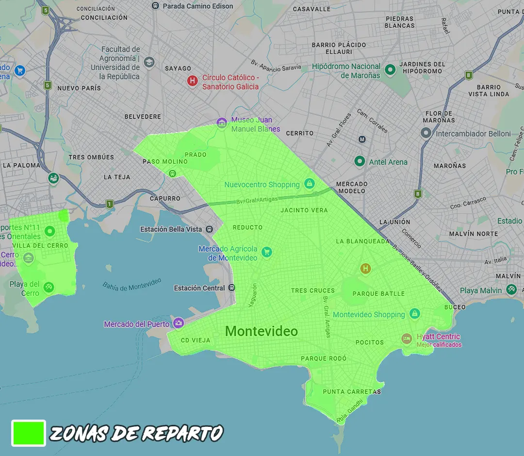 Mapa de zonas de reparto