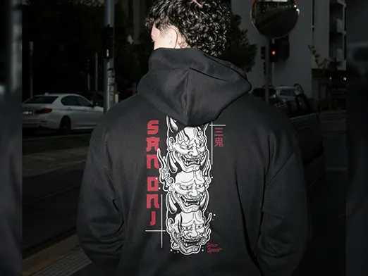 Detalle de la tipografía del estampado